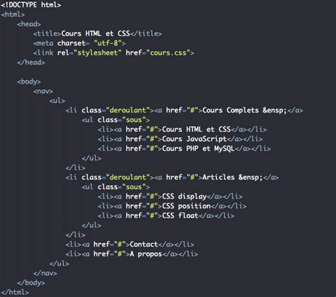 w3schools menu déroulant.
